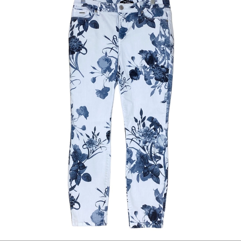 Floral Printed Denim Skinny Ankle Mid Rise Jeans Size 6